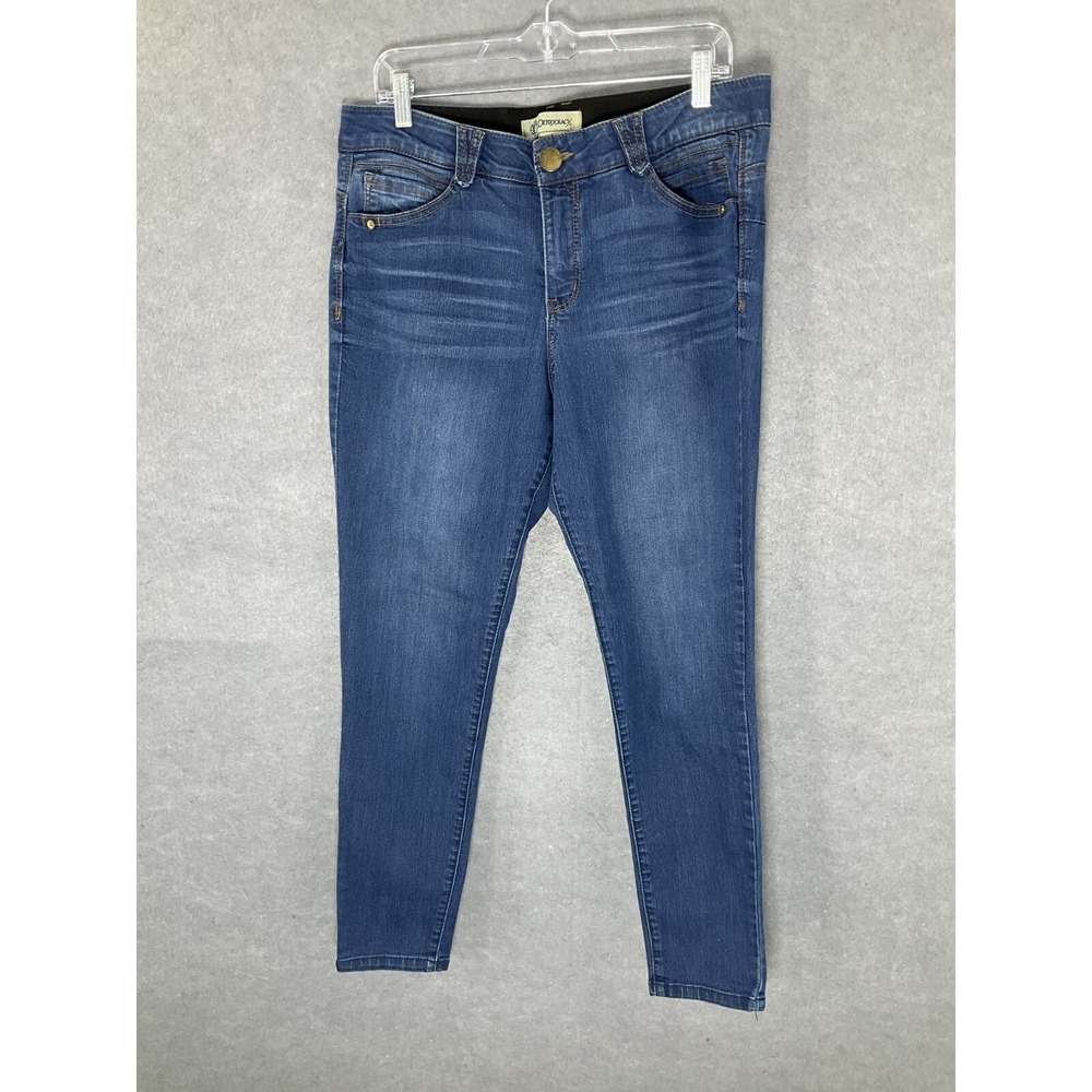 Democracy Woman Jeans Sz 14 Blue Ab Solution Pockets Zipper Closure Cotton Blend